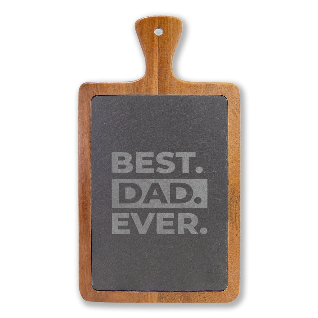 Engraved 'Best. Dad. Ever.' Charcuterie Board – Bamboo Slate Serving Paddle, Father's Day Gift