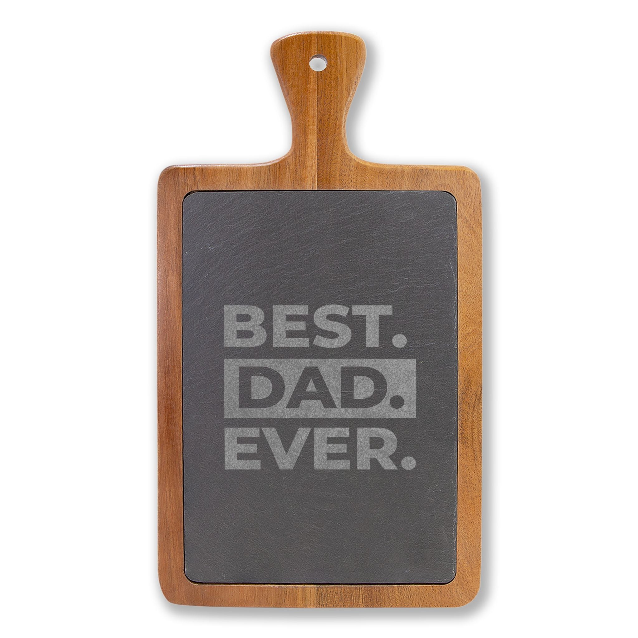 Engraved 'Best. Dad. Ever.' Charcuterie Board – Bamboo Slate Serving Paddle, Father's Day Gift