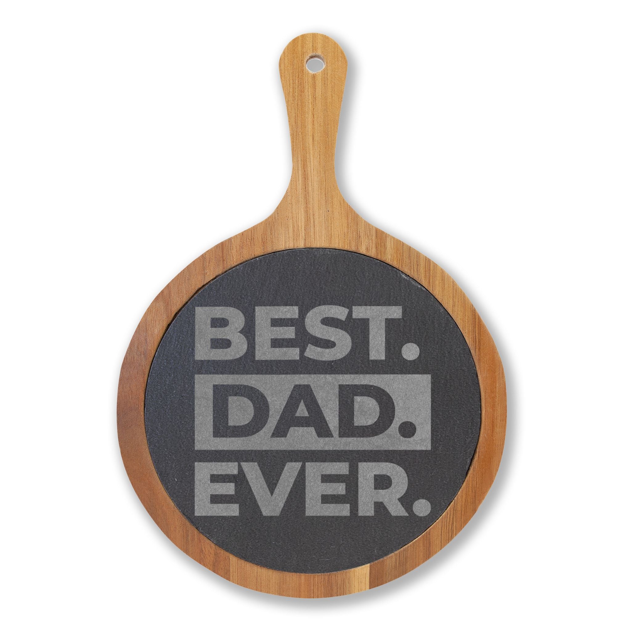 Engraved 'Best. Dad. Ever.' Charcuterie Board – Bamboo Slate Serving Paddle, Father's Day Gift