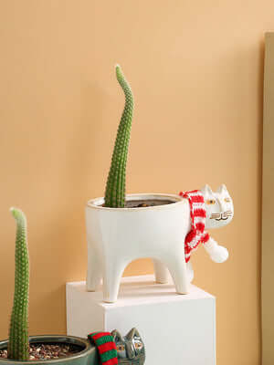 Cute Cat Tail Flower Pot Ceramic Personality Creativity - Imagen de producto