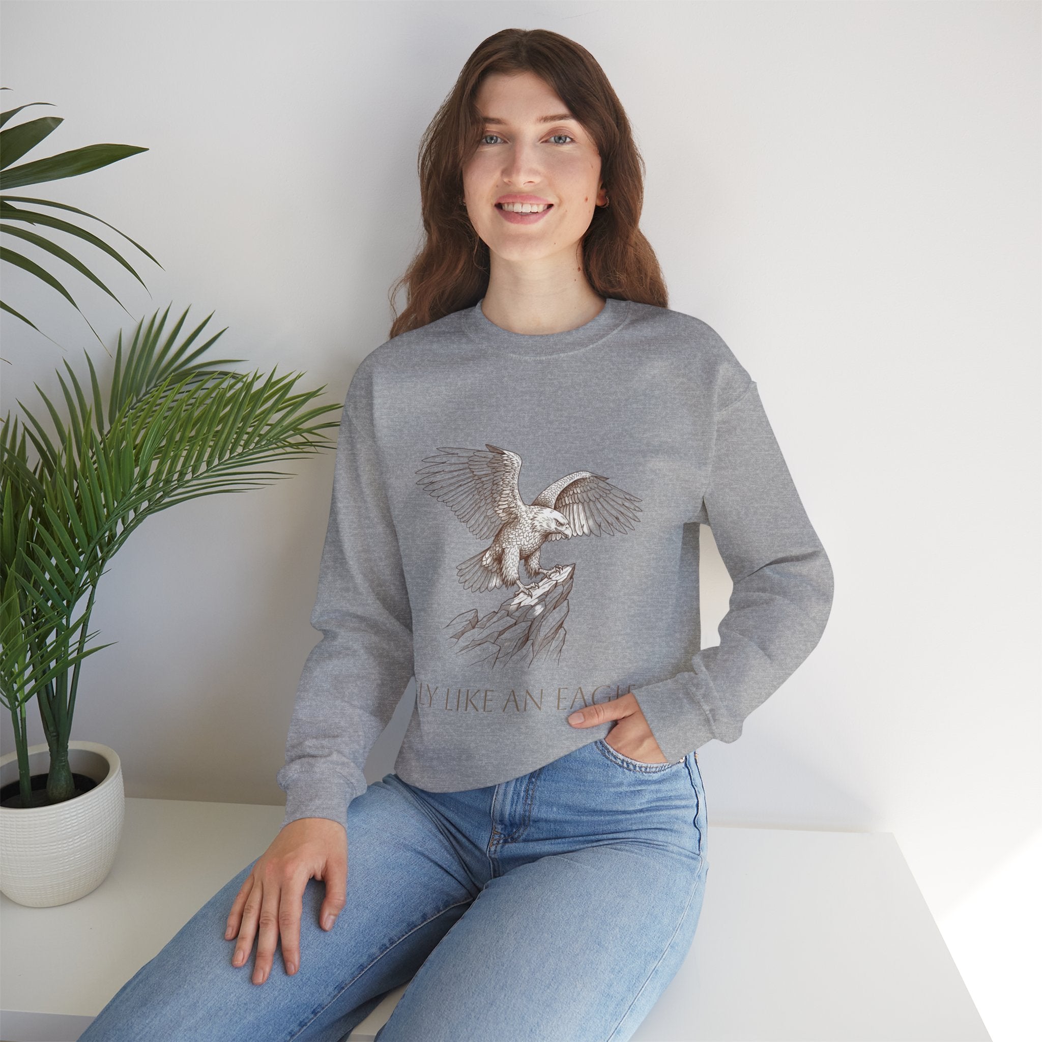 Eagle Graphic Sweatshirt - "Fly Like an Eagle" Inspirational Crewneck