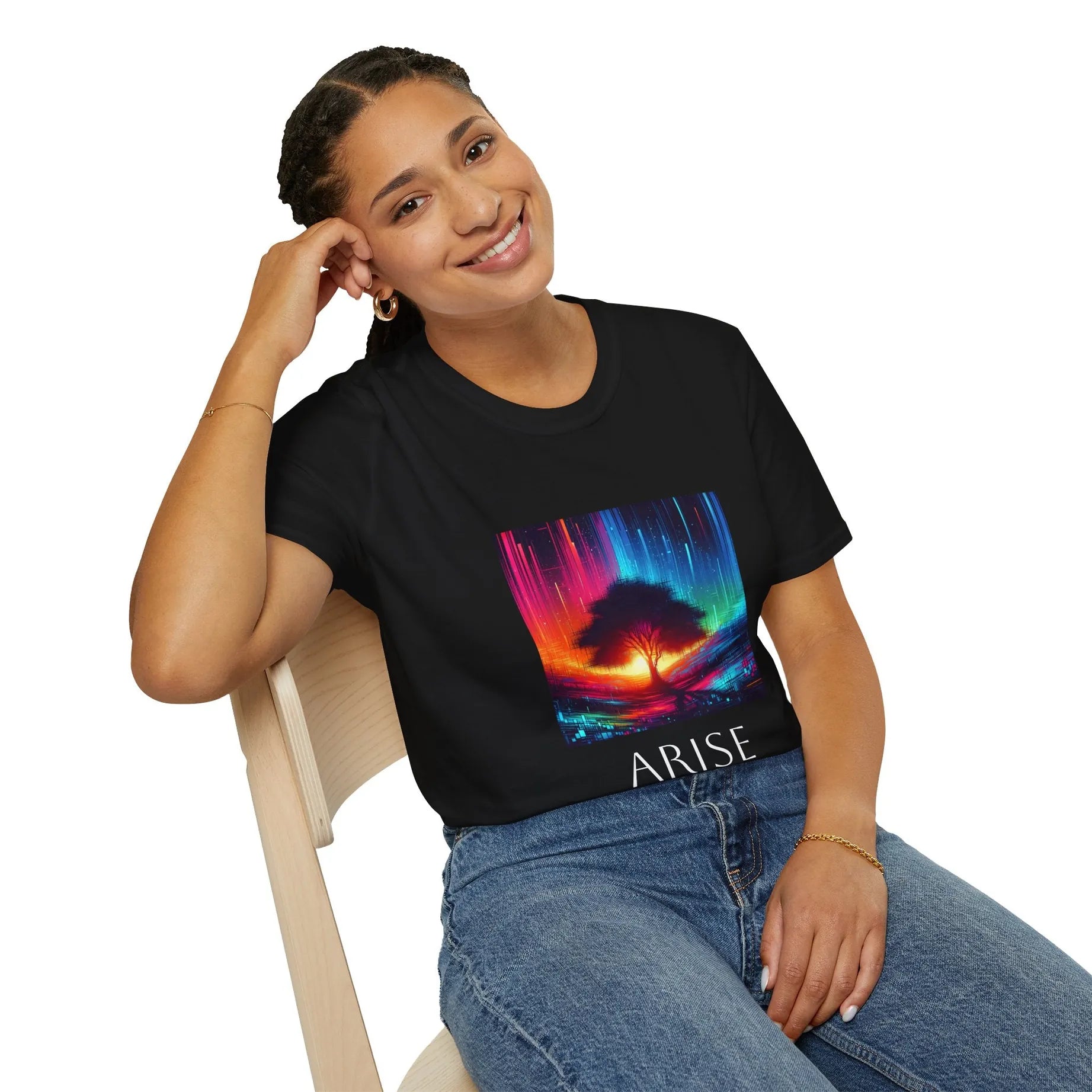 Arise Unisex Softstyle T-Shirt - Colorful Tree Design