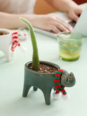 Cute Cat Tail Flower Pot Ceramic Personality Creativity - Imagen de producto