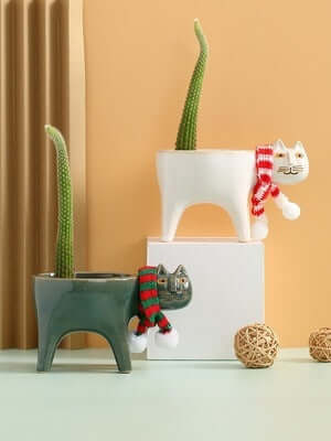 Cute Cat Tail Flower Pot Ceramic Personality Creativity - Imagen de producto
