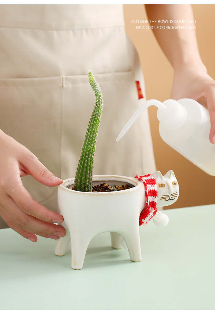 Cute Cat Tail Flower Pot Ceramic Personality Creativity - Imagen de producto