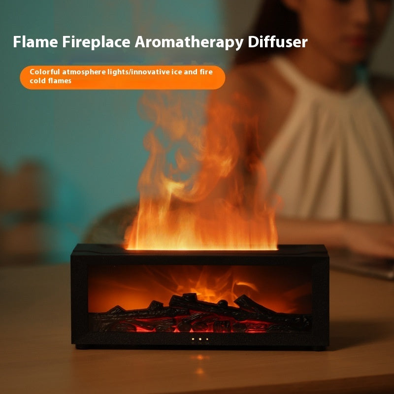 New Flame Aromatherapy Machine Colorful Essential Oil Diffuser Home Large Fog Volume Flame Humidifier 3D Flame Fireplace Machine - vista 4