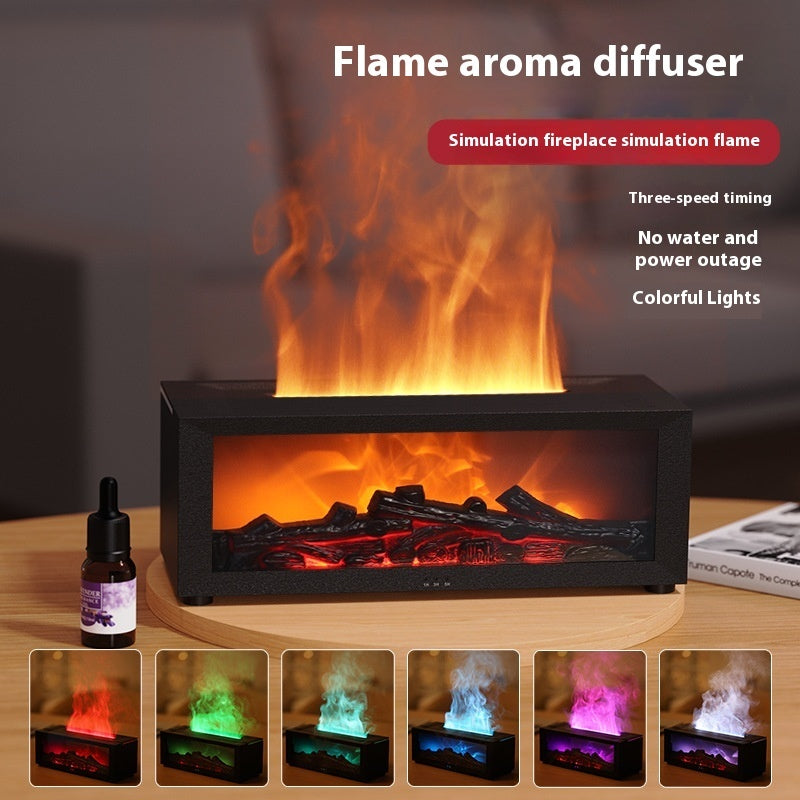 New Flame Aromatherapy Machine Colorful Essential Oil Diffuser Home Large Fog Volume Flame Humidifier 3D Flame Fireplace Machine - vista 7