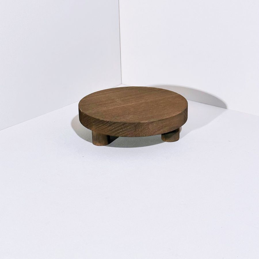 Round Wooden Vanity Tray | Bathroom Organizer & Decor