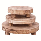 Round Wooden Vanity Tray | Bathroom Organizer & Decor