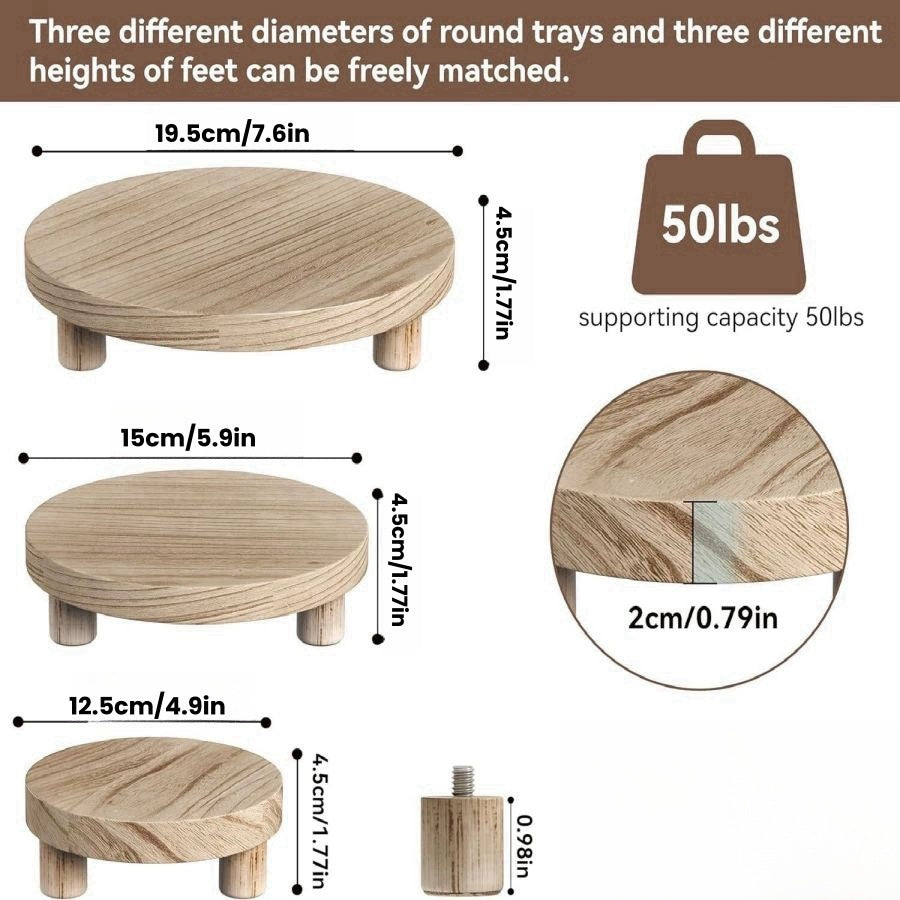 Round Wooden Vanity Tray | Bathroom Organizer & Decor
