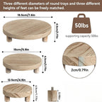Round Wooden Vanity Tray | Bathroom Organizer & Decor