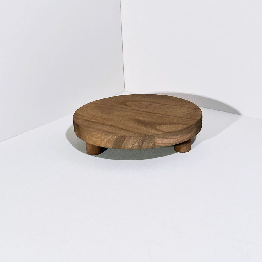 Round Wooden Vanity Tray | Bathroom Organizer & Decor