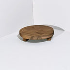 Round Wooden Vanity Tray | Bathroom Organizer & Decor