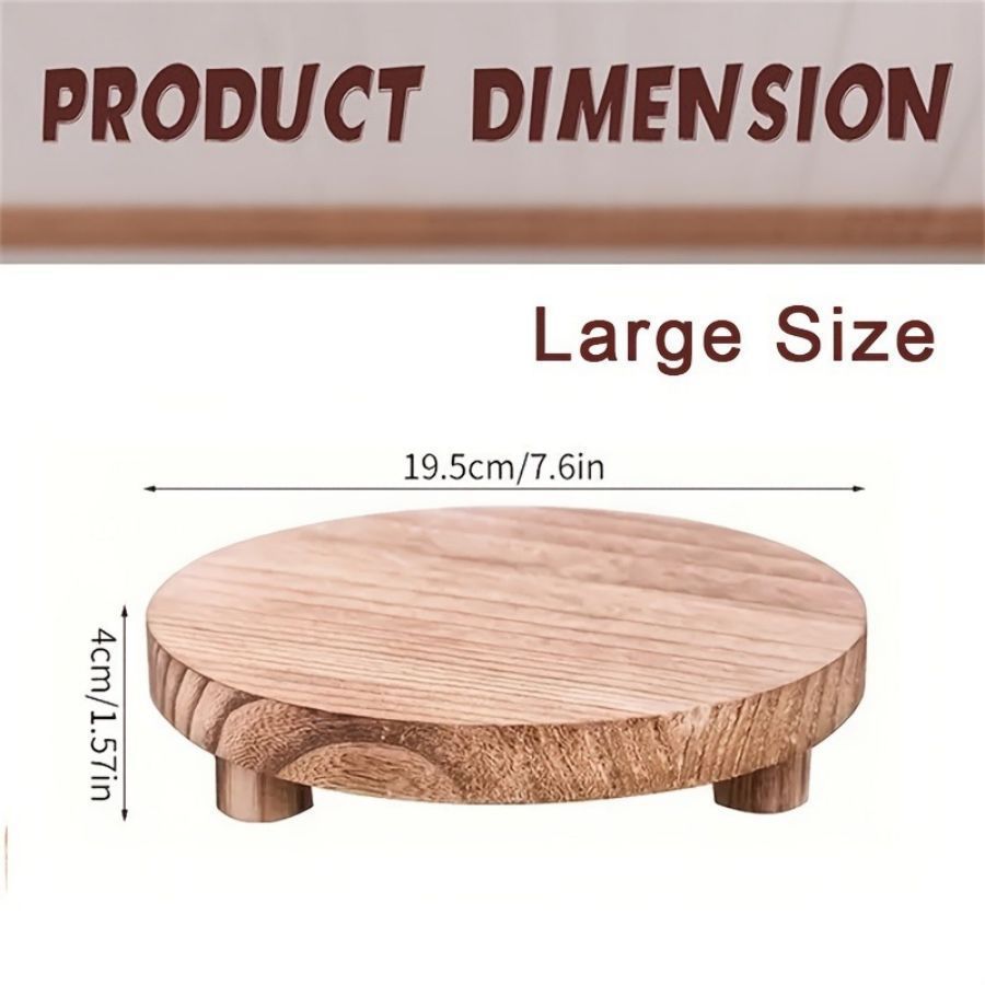 Round Wooden Vanity Tray | Bathroom Organizer & Decor