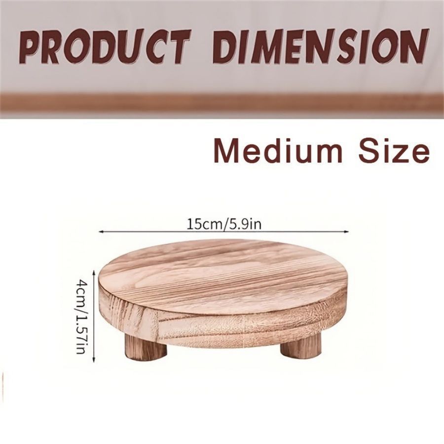 Round Wooden Vanity Tray | Bathroom Organizer & Decor